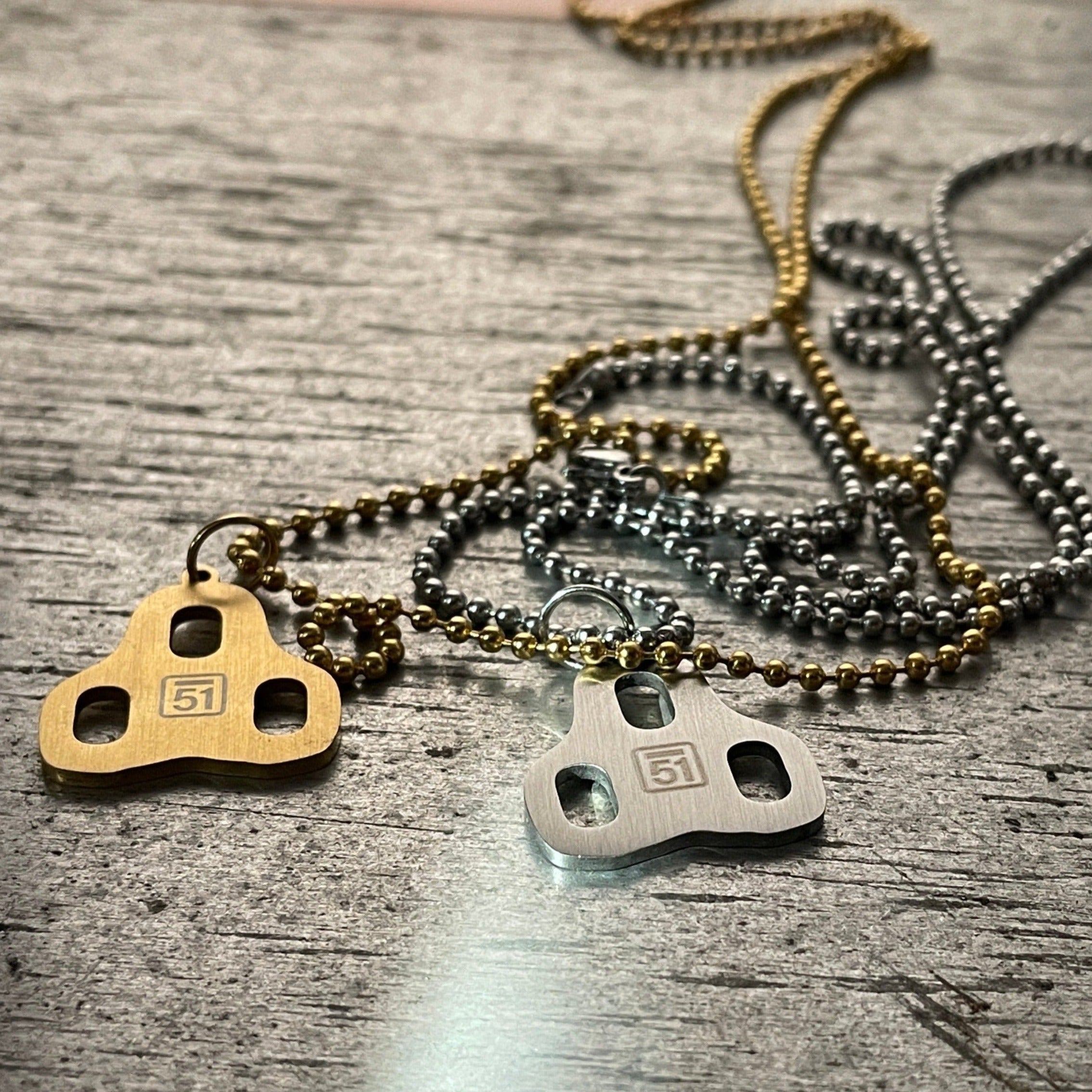 Cleat Necklace For Cycling Enthusiast. Water-Sweat-Resistant